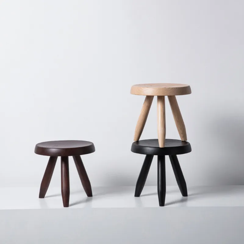 Office Furniture For Sale - Sgabello rotondo nordico in legno massello